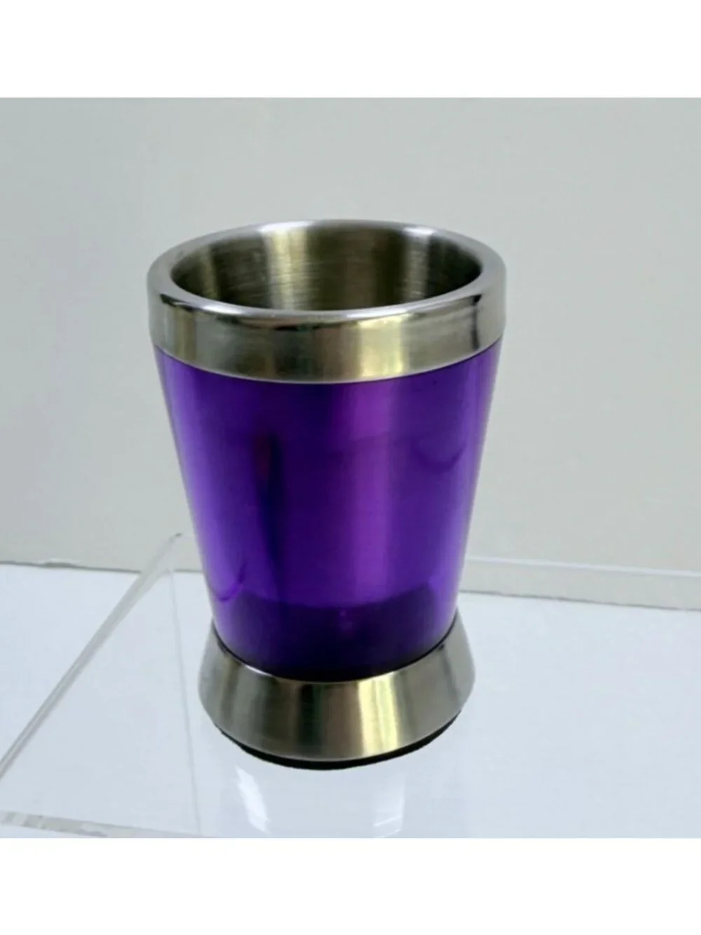 Boise Idaho Shot Glass Stainless Steel Mountain Trees Purple Souvenir Barware